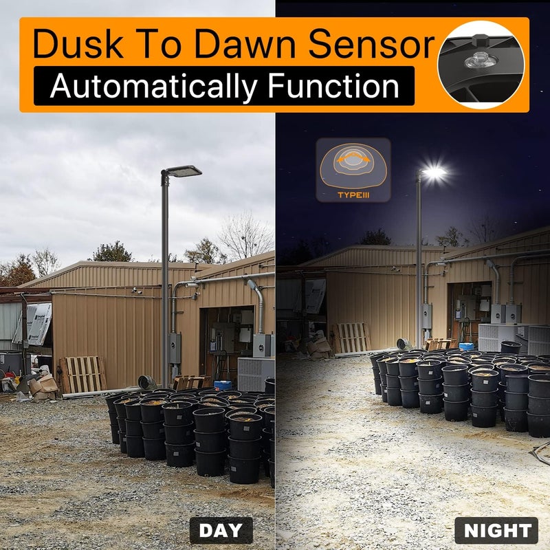 DEMILARE 150W Parking Lot Light Quick Installation 22500LM Led Street Lights Slip Fitter Mount with Dusk to Dawn Photocell 100-277V 5000K Pole Light Waterproof Commercial Area Lighting for Gym, Yard - Image 5